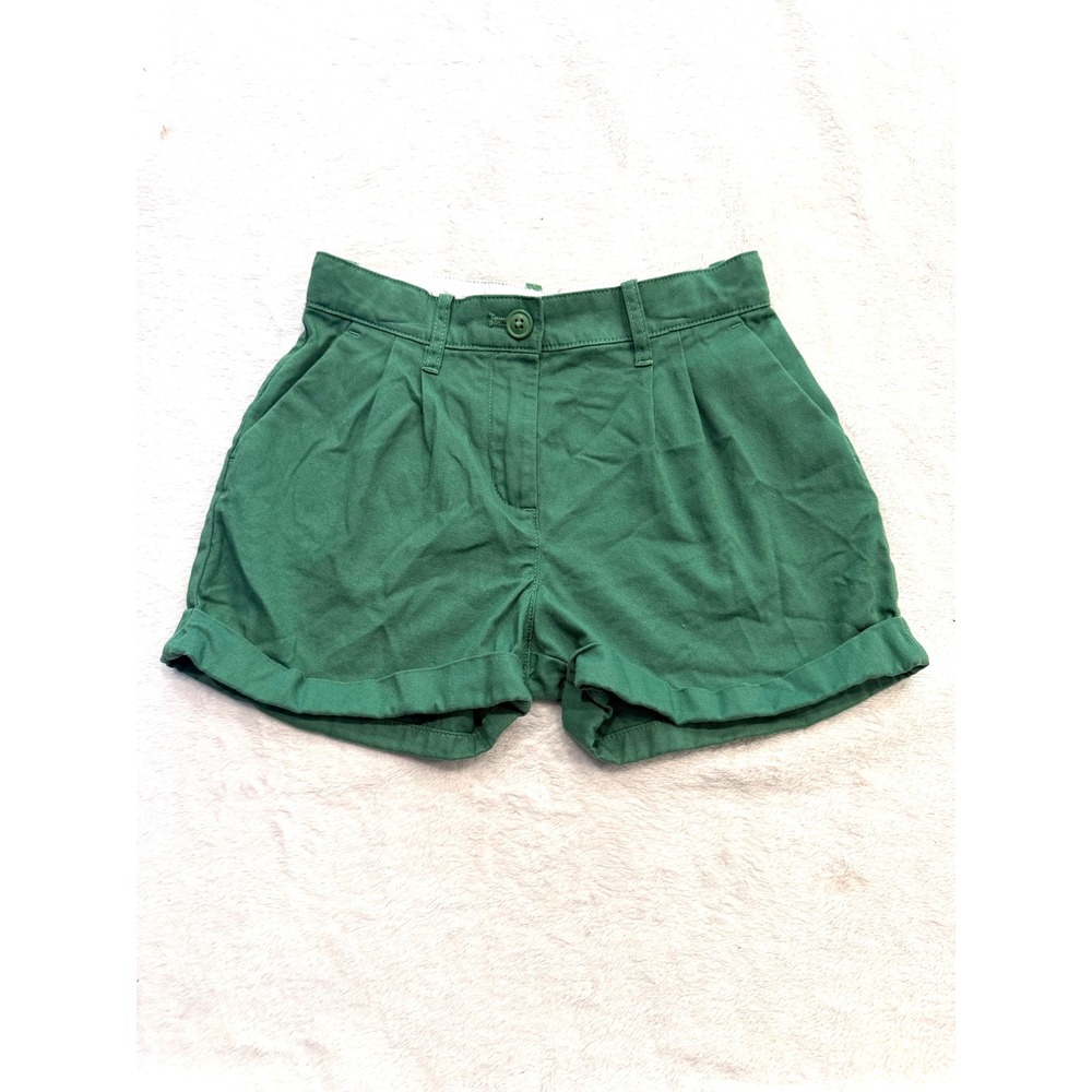 Crewcuts J.Crew‎ Girls Green Pleated Chino Shorts Adjustable Waist Size 8